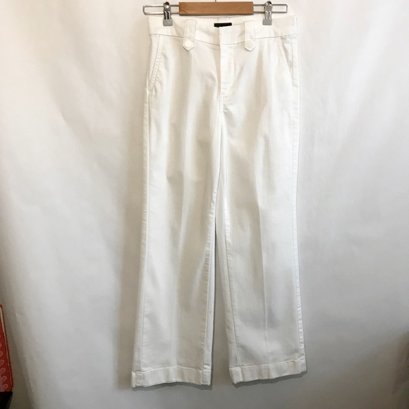 Talbots Wide Leg Trouser White Jeans Size 4P High Rise Stretch Cotton Blend - Picture 2 of 7